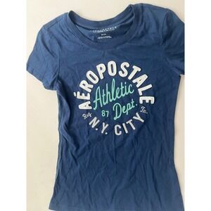 Aeropostale Womens Navy Blue Athletic Dept Graphic Tee Y2K Preppy T-Shirt Medium